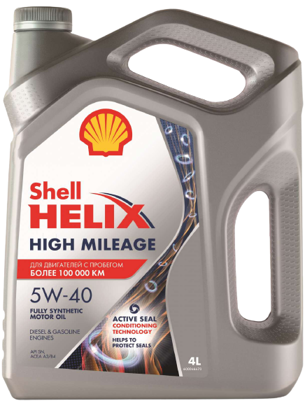 Моторное масло SHELL 5W40 HELIX HIGH MILEAGE, 4л